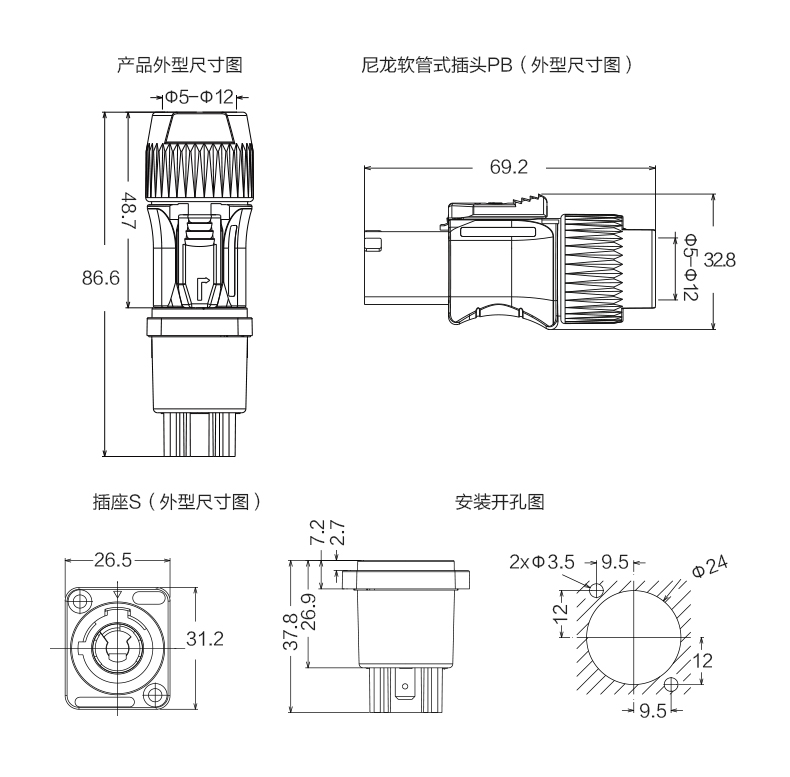 音頻燈光航空插頭